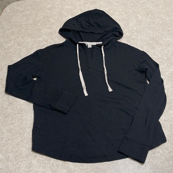 miami | Tops | Mi Ami Black V Neck Curved Bottom Hoodie | Poshmark